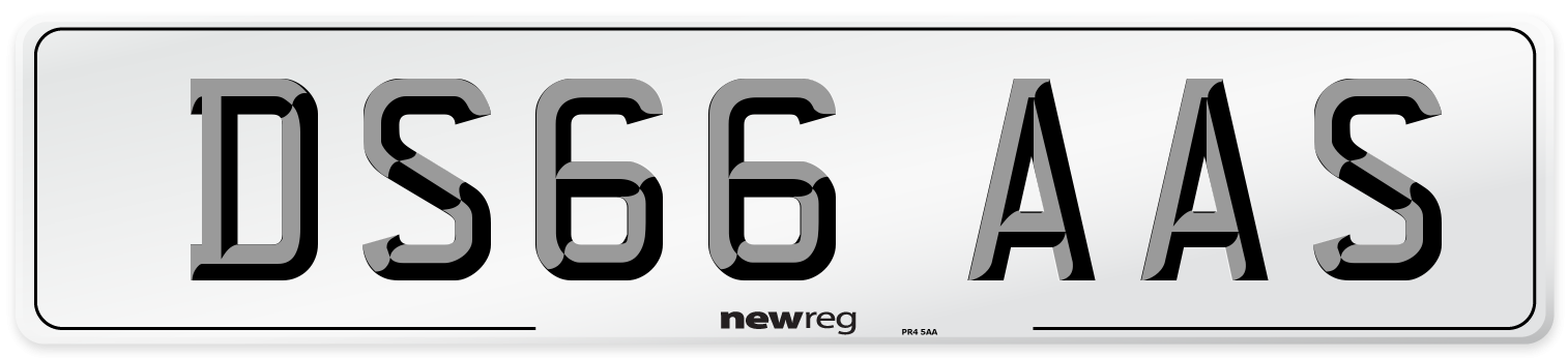 DS66 AAS Number Plate from New Reg